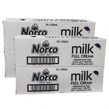 Combo 4 thùng sữa tươi nguyên kem Norco Úc hộp 200ml