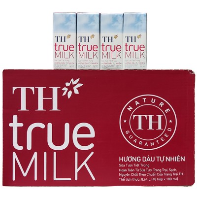 Thùng sữa tươi TH True Milk hương dâu hộp 180ml