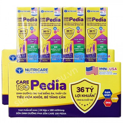 Combo 2 thùng Sữa Care 100 Pedia hộp 180ml cho trẻ chậm tăng cân