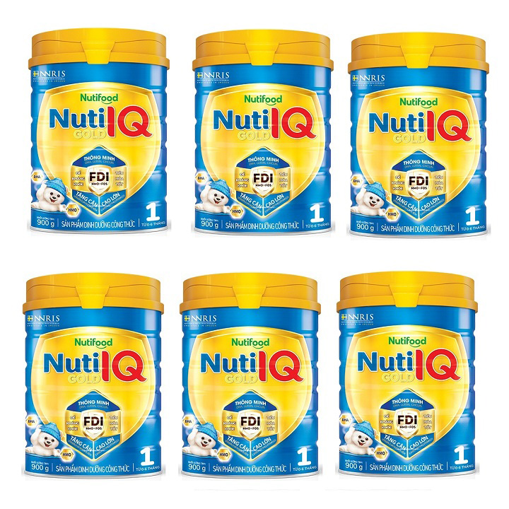 Thùng sữa Nuti IQ Gold số 1 lon 900g cho trẻ 0-6 tháng