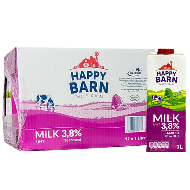 Thùng sữa tươi nguyên kem Happy Barn hộp 1 Lít