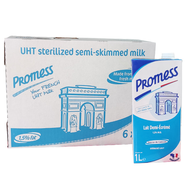 Thùng sữa tươi Promess Pháp ít béo 6 hộp 1 lít