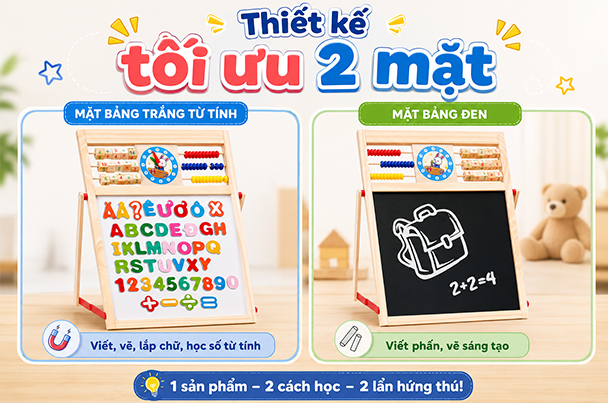 Bảng chữ cái nam châm đa năng 2 mặt bằng gỗ cho trẻ từ 3 tuổi