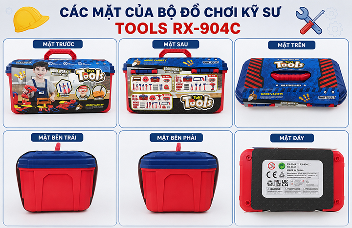 Bộ đồ chơi kỹ sư Tools RX-904C vali 3 trong 1 cho bé từ 3 tuổi