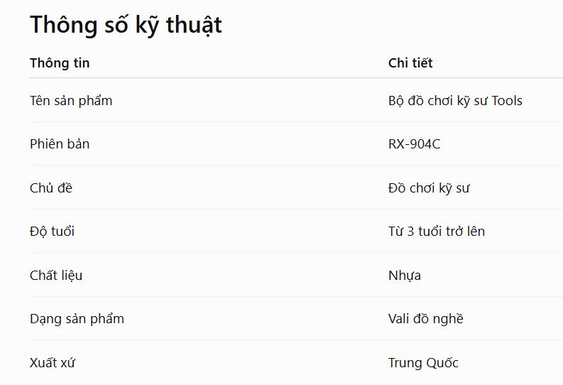 Bộ đồ chơi kỹ sư Tools RX-904C vali 3 trong 1 cho bé từ 3 tuổi