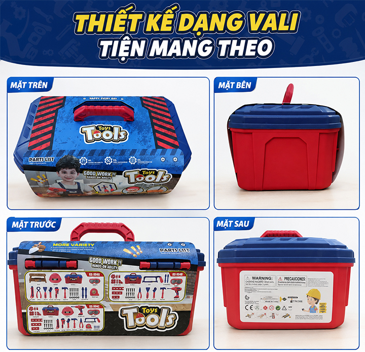 Bộ đồ chơi kỹ sư Tools RX-904C vali 3 trong 1 cho bé từ 3 tuổi