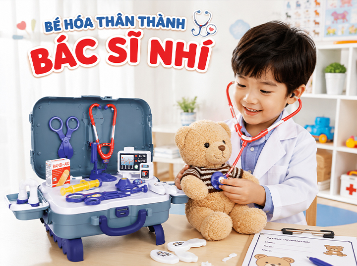 Bộ đồ chơi bác sĩ Doctor Set 26 chi tiết 3 in 1 cho bé từ 3 tuổiv