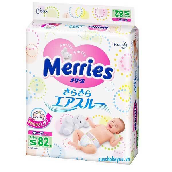 Tã dán Merries size S 82 miếng, cho trẻ 4-8 kg