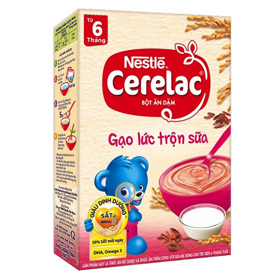Bột Ăn Dặm Nestle Cerelac vị Gạo Lức Trộn Sữa hộp 200g