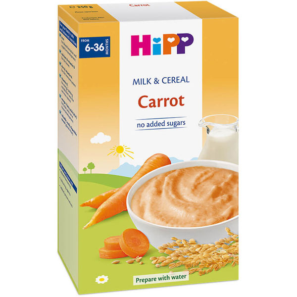 Bột ăn dặm Hipp sữa dinh dưỡng và cà rốt Carrot bé từ 6 tháng
