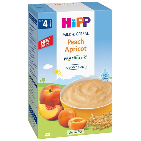 bột ăn dặm Hipp đào, mơ tây Peach Apricot bé từ 4 tháng