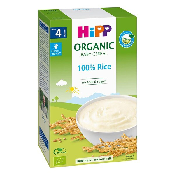 Bột ăn dặm HiPP ngũ ốc organic gạo nhũ nhi Baby's First Rice bé từ 4 tháng
