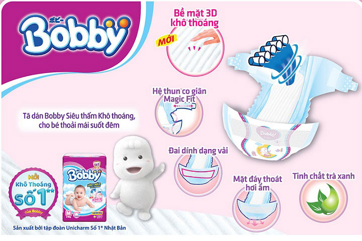 Miếng lót Bobby Newborn 2, 60 miếng, trẻ trên 1 tháng tuổi