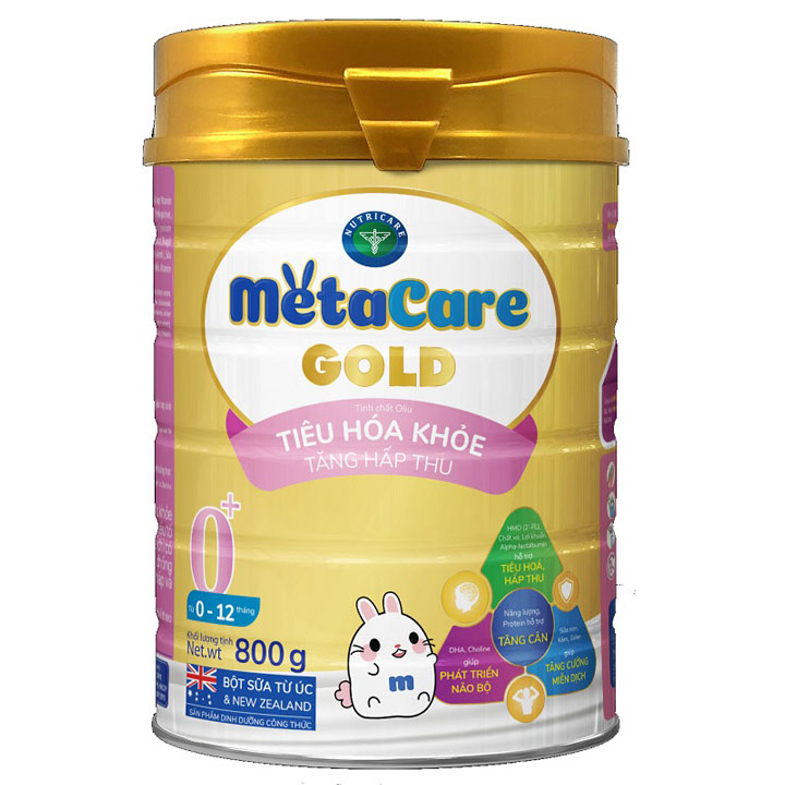 sữa metacare gold 0+ lon 800 cho trẻ 0-12 tháng tuổi