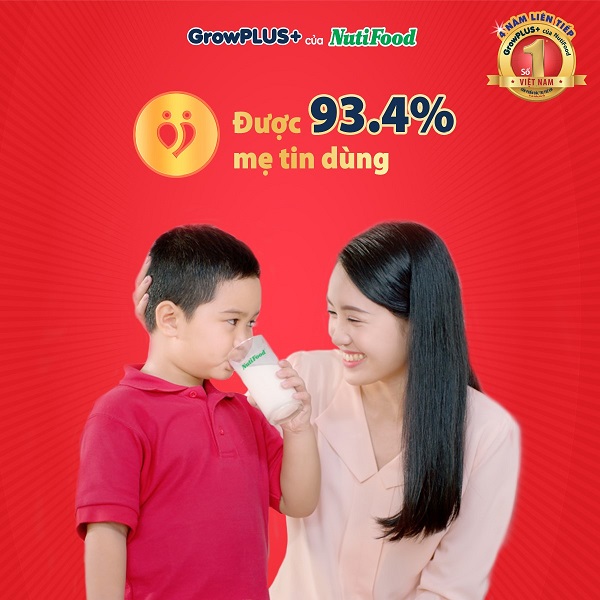 Sữa NutiFood Grow Plus+ Đỏ 1+ lon 1.5kg cho trẻ từ 1-2 tuổi