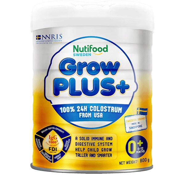 Sữa bột Nutifood Grow Plus Vàng 0+ lon 800g cho trẻ từ 0-12 tháng