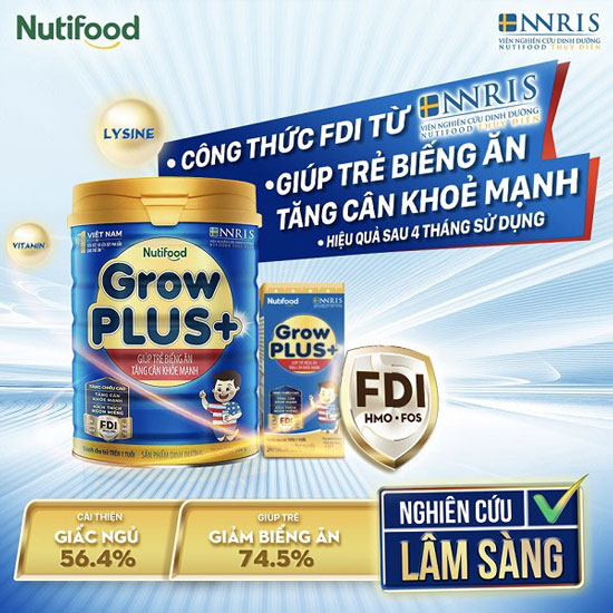 Sữa bột pha sẵn Nuti Grow Plus Xanh hộp 110ml