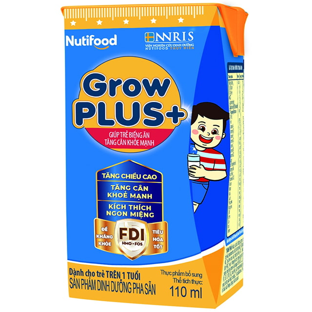 Sữa bột pha sẵn Nuti Grow Plus Xanh hộp 110ml