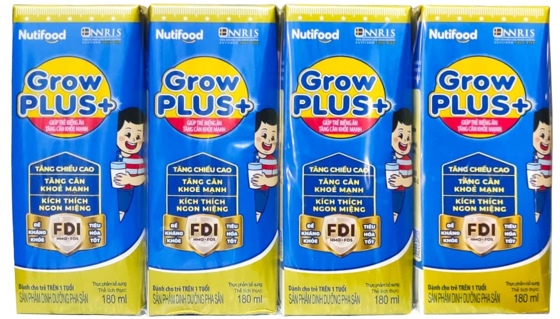 Sữa bột pha sẵn Nuti Grow Plus Xanh hộp 180ml
