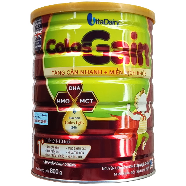 Sữa Colos Gain 1+ lon 800g tăng cân nhanh cho trẻ từ 1 tuổi