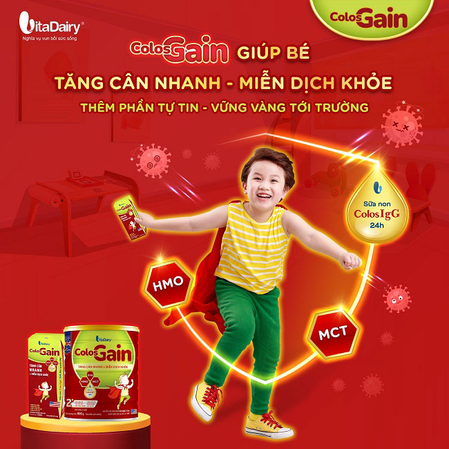 Sữa Colos Gain 1+ lon 800g tăng cân nhanh cho trẻ từ 1 tuổi