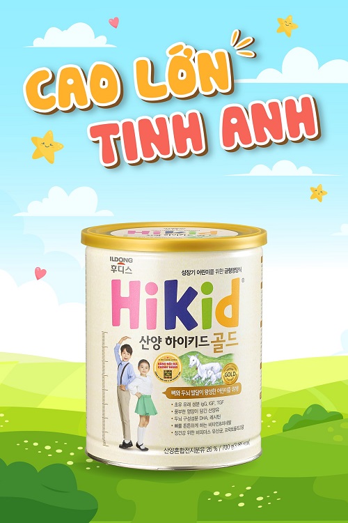 Sữa Dê Hikid Gold Goat lon 650g cho trẻ 1- 9 tuổi