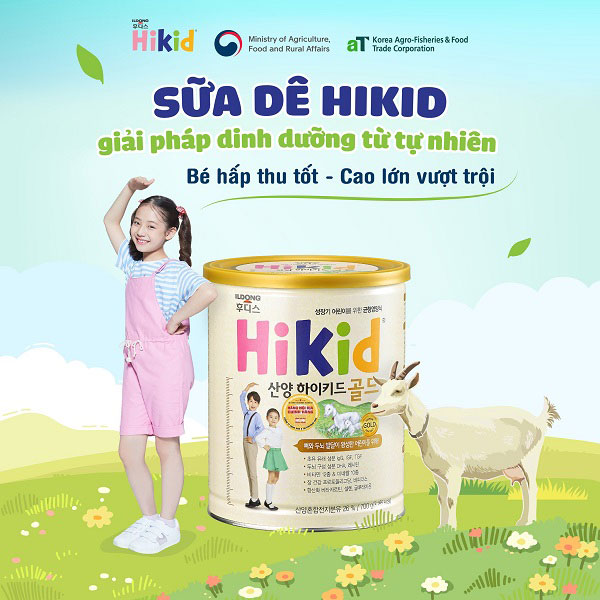 Sữa Dê Hikid Gold Goat lon 650g cho trẻ 1- 9 tuổi