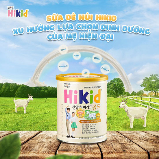 Sữa Dê Hikid Gold Goat lon 650g cho trẻ 1- 9 tuổi