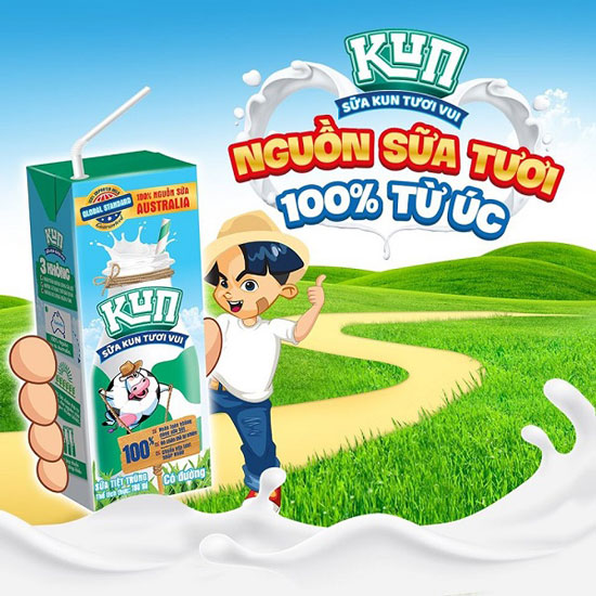 Sữa Kun Tươi Vui Có Đường hộp 180ml