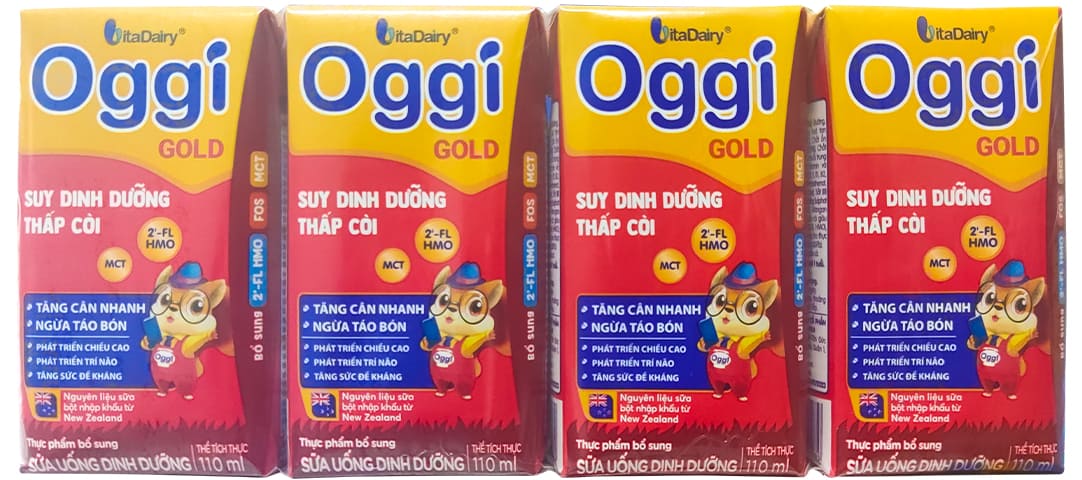 Sữa Pha Sẵn Oggi Gold hộp 110ml Trẻ Suy Dinh Dưỡng Thấp Còi