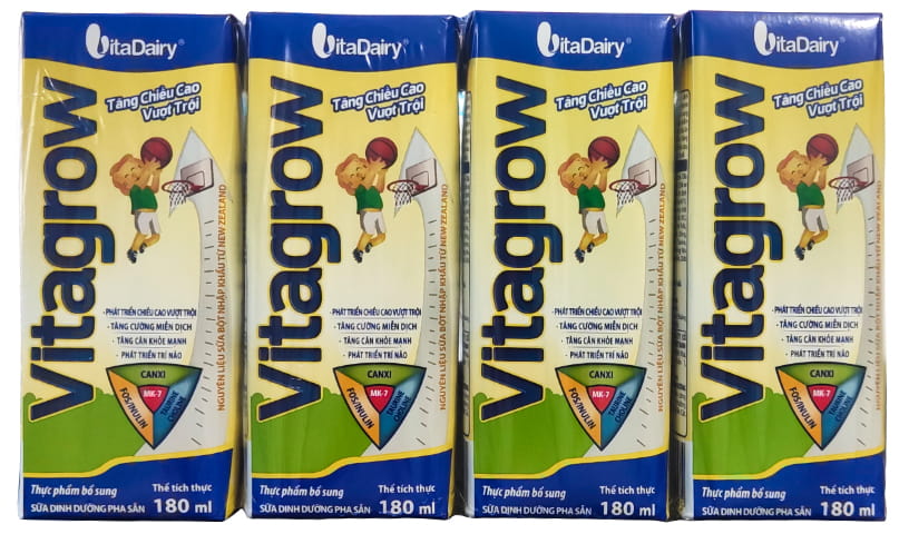 Sữa pha sẵn Vitagrow hộp 180ml phát triển chiều cao