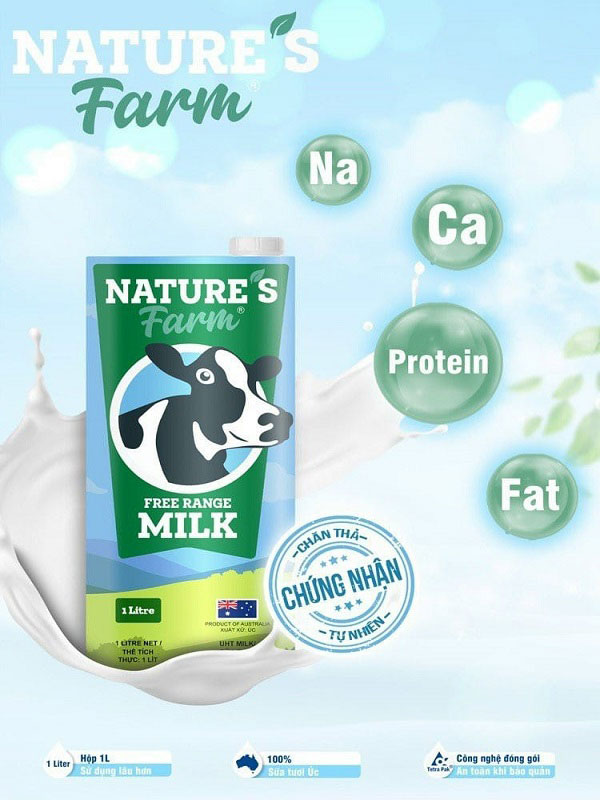 Sữa tươi nguyên kem Nature's Farm Úc hộp 1 Lít