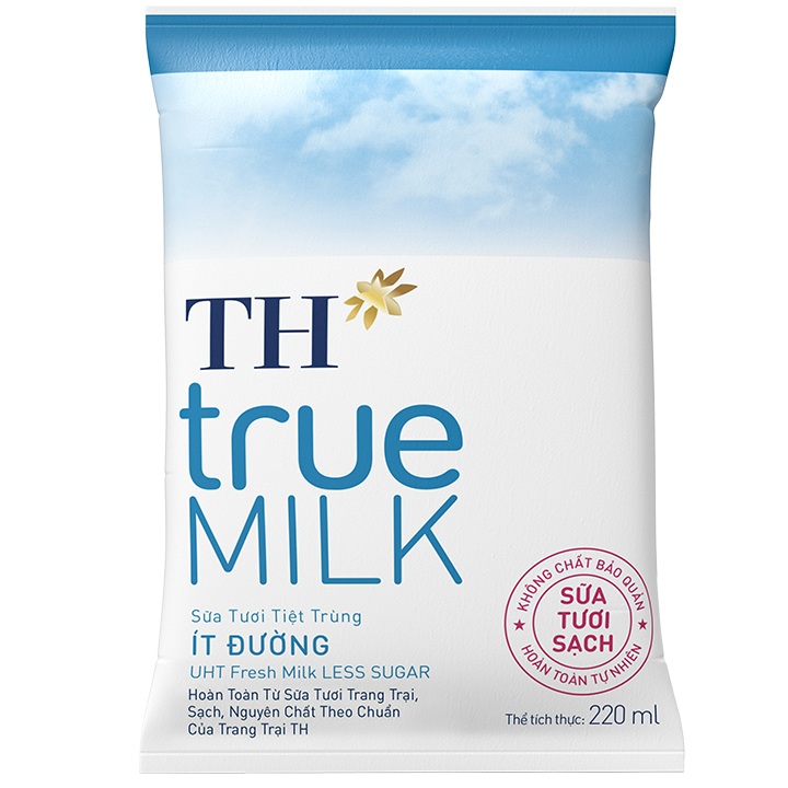 Sữa tươi TH Milk ít đường bịch 220ml
