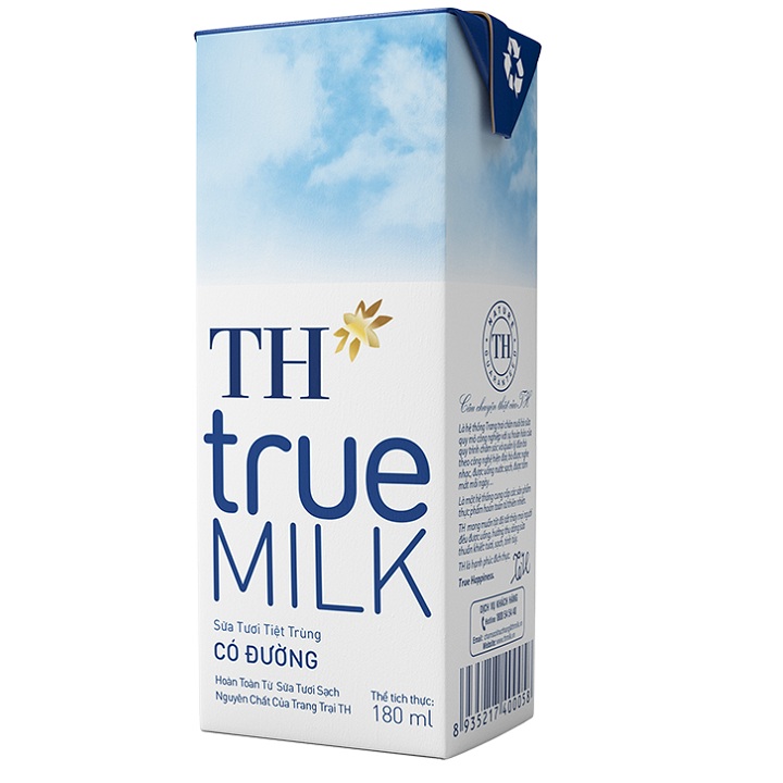 Sữa tươi TH True Milk Có đường hộp 180ml