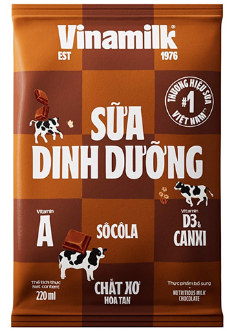 Sữa Vinamilk dinh dưỡng hương socola bịch 220ml