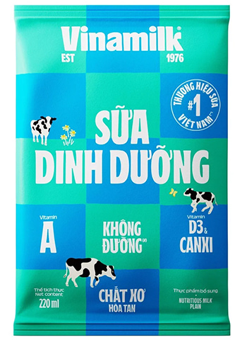 Sữa Vinamilk dinh dưỡng không đường bịch 220ml
