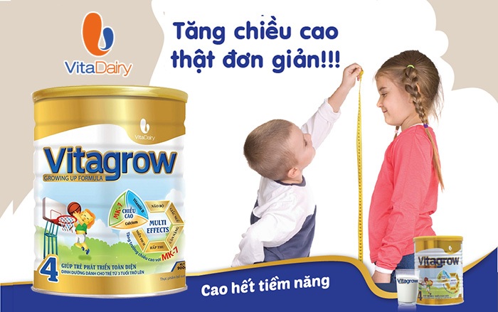 Sữa Vitagrow 2+ tăng chiều cao cho trẻ trên 2 tuổi lon 900g