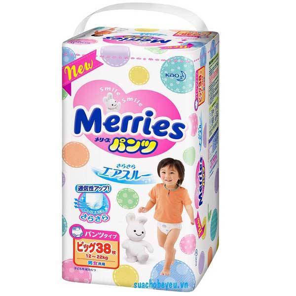 Tã Quần Merries nhập khẩu size XL 38, 12-22kg