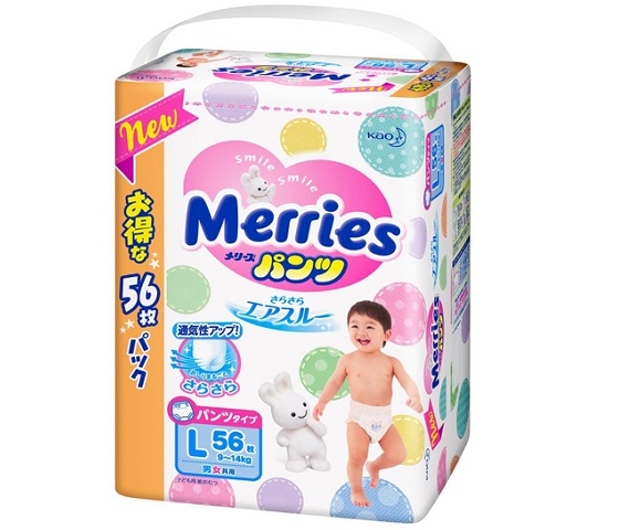 Tã Quần Merries jumpo L 56 miếng cho trẻ 9-14kg