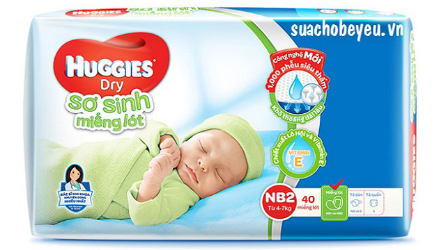Miếng lót sơ sinh Huggies Newborn 2, 40 miếng cho trẻ 4-7kg