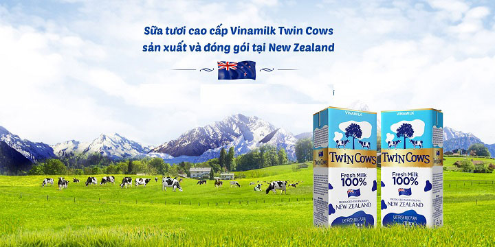 thùng sữa tươi tiệt trùng vinamilk twin cows có đường hộp 1 lít