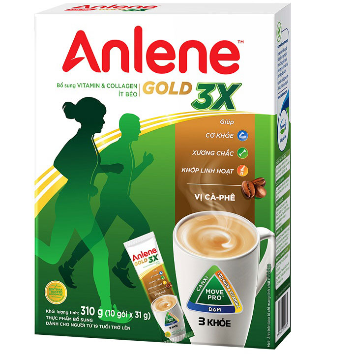 Sữa bột Anlene Gold 3X vị cà phê hộp giấy 310g
