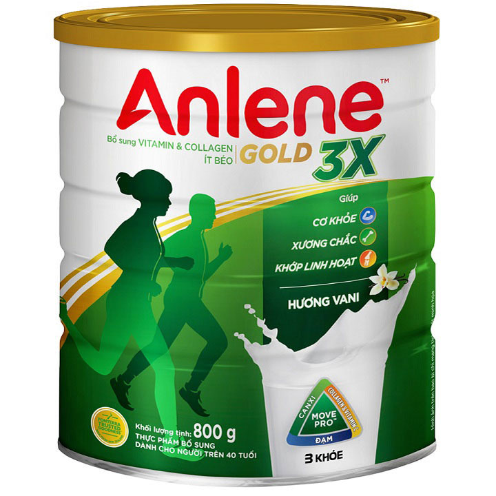 Sữa bột Anlene Gold 3X lon 800g hương vani,  trên 40 tuổi