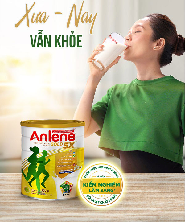 Sữa bột Anlene Gold 5X lon 800g hương vani, trên 40 tuổi