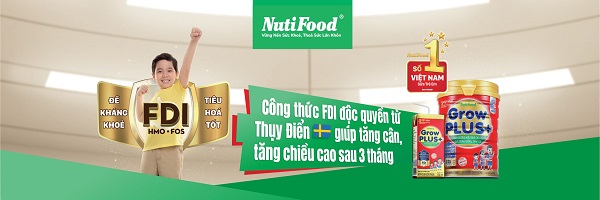 Sữa bột Nuti Grow Plus + Đỏ lon 900g cho trẻ trên 1 tuổi