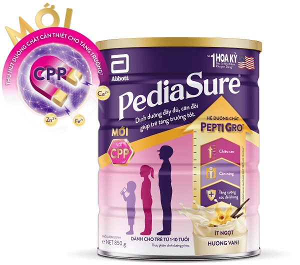 Sữa Pediasure ít ngọt 850g cho trẻ biếng ăn 1-10 tuổi 