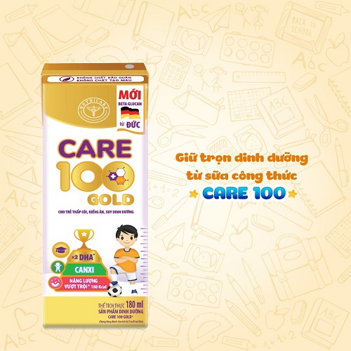  sữa công thức pha sẵn Care 100 Gold hộp 110ml cho trẻ thấp còi, biếng ăn