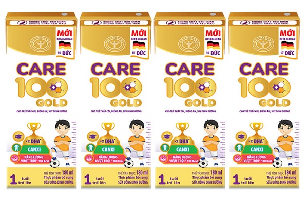 sữa công thức pha sẵn Care 100 Gold hộp 180ml cho trẻ thấp còi, biếng ăn