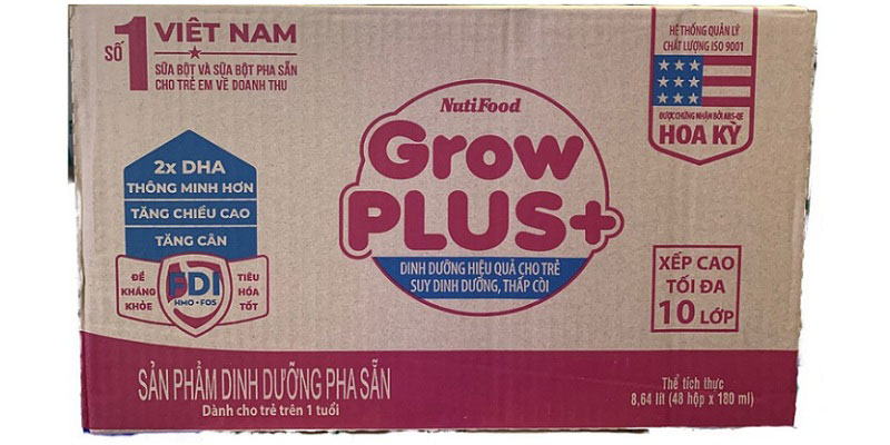 Sữa bột pha sẵn Nuti Grow Plus màu đỏ hộp 180ml