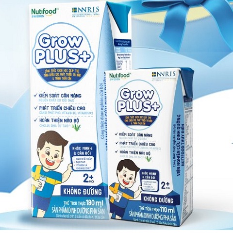 Sữa pha sẵn Nuti Grow Plus + trắng hộp 110ml cho trẻ thừa cân